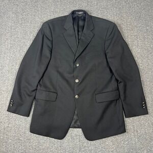 Silverstone Loro Piana Sport Coat Blazer Men 42R Black Wool Silver Crest Buttons